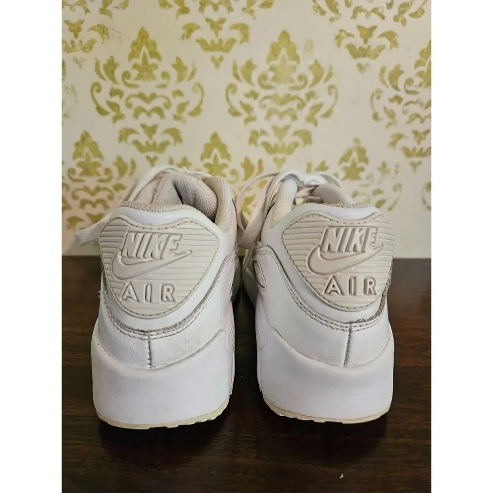Nike Air Max 90 Whiteout, Triple White, Size 5.5 Kids, Leather